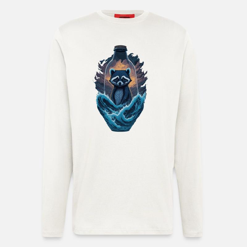 Waschbär Flasche - Langarmshirt - made by SPREAD  - OFF WHITE