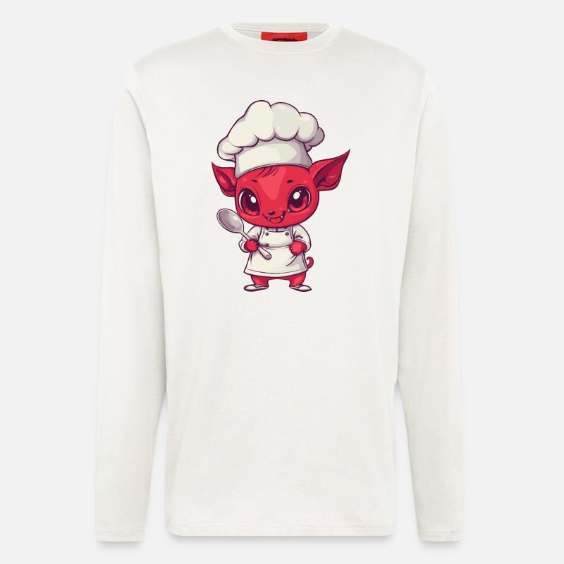 Kochteufel mit Löffel - Langarmshirt - made by SPREAD  - OFF WHITE