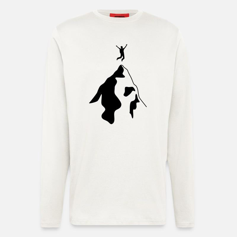 Bergsteiger erreicht Gipfel - Langarmshirt - made by SPREAD  - OFF WHITE