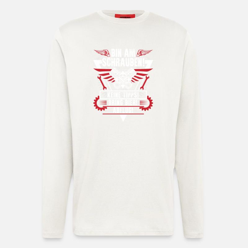 Bin am Schrauben - Langarmshirt - made by SPREAD - OFF WHITE