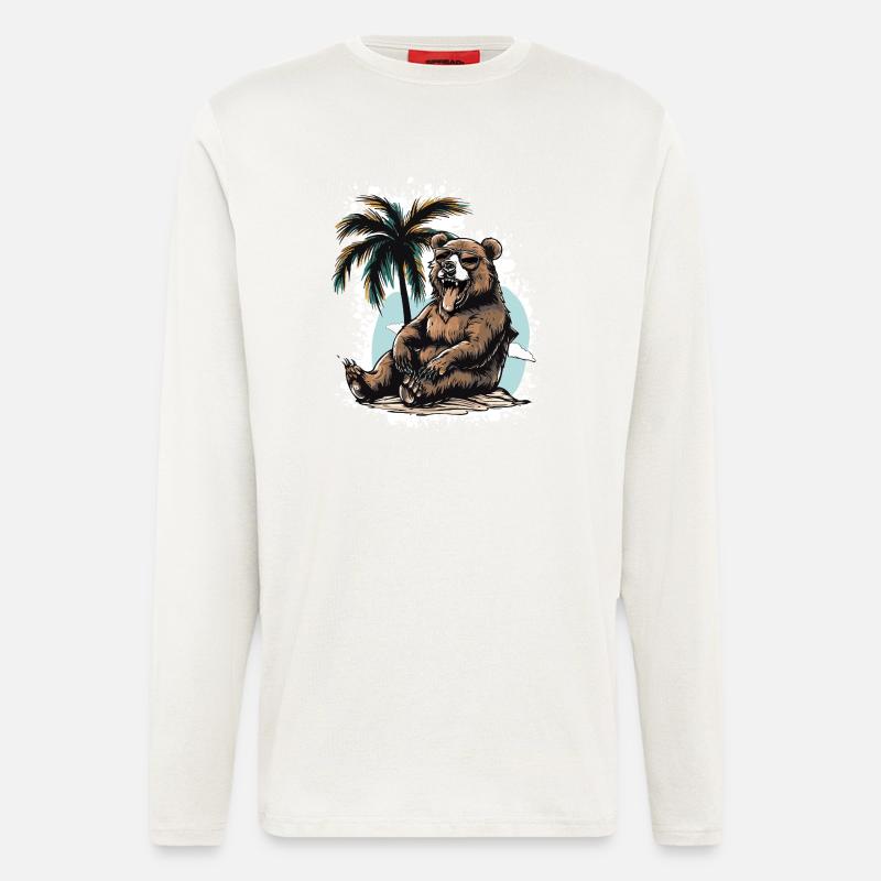Bear Island Palm Tree - Longsleeve - made by SPREAD  - OFF WHITE