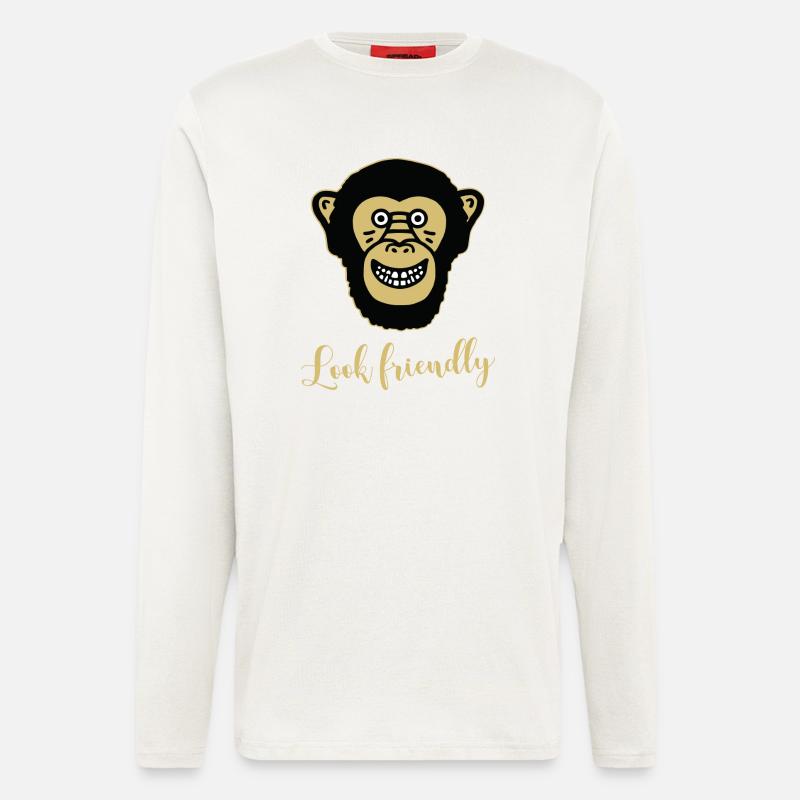 Monkey Chimpanzee - Look friendly - Longsleeve - made by SPREAD  - OFF WHITE