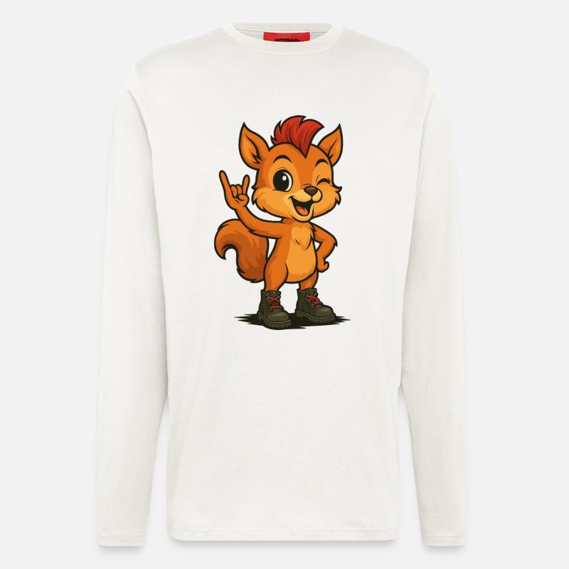 Punk Rock Squirrel - Langarmshirt - made by SPREAD  - OFF WHITE