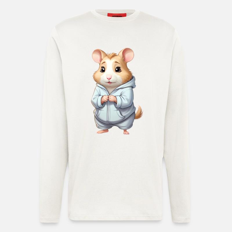 Cuddly Hero Hamster Pull à capuche - Manches longues bio décontracté fabriqué en UE - OFF WHITE