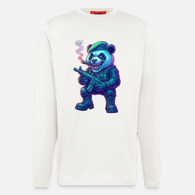 Neon Panda Söldner - Langarmshirt - made by SPREAD  - OFF WHITE