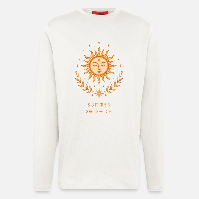 Summer Solstice Sonne – Boho Symbol - Langarmshirt - made by SPREAD - OFF WHITE