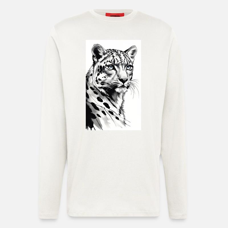 Schneeleopard | Leopard | Raubtier - Langarmshirt - made by SPREAD  - OFF WHITE