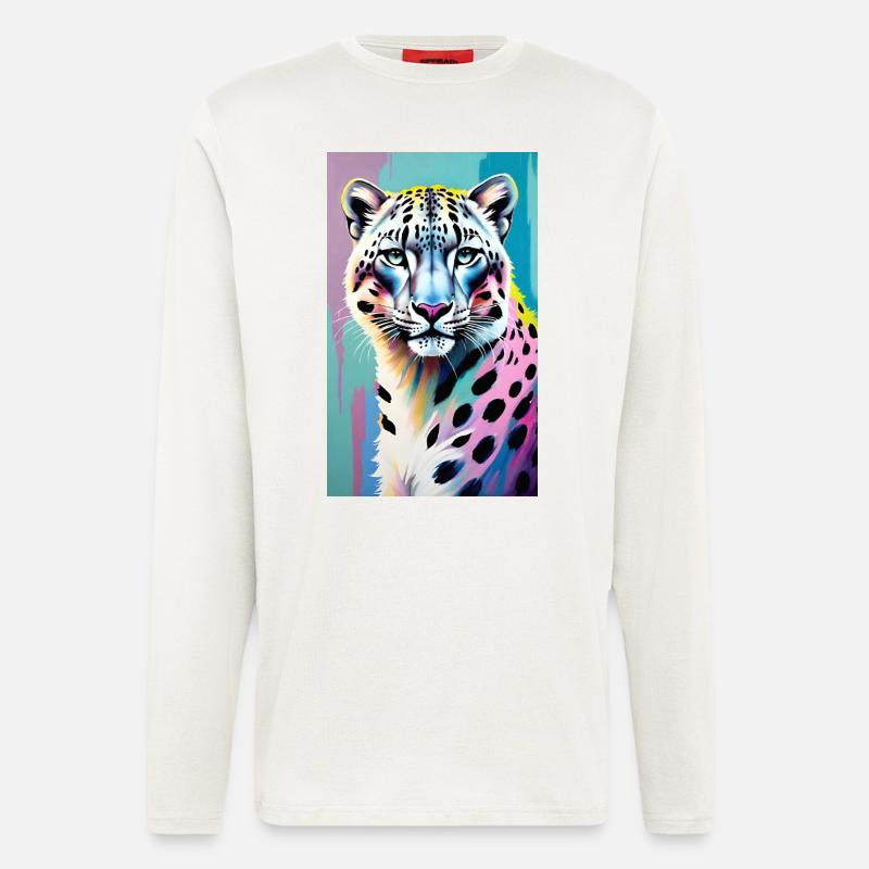 Schneeleopard | Leopard | Raubtier - Langarmshirt - made by SPREAD  - OFF WHITE