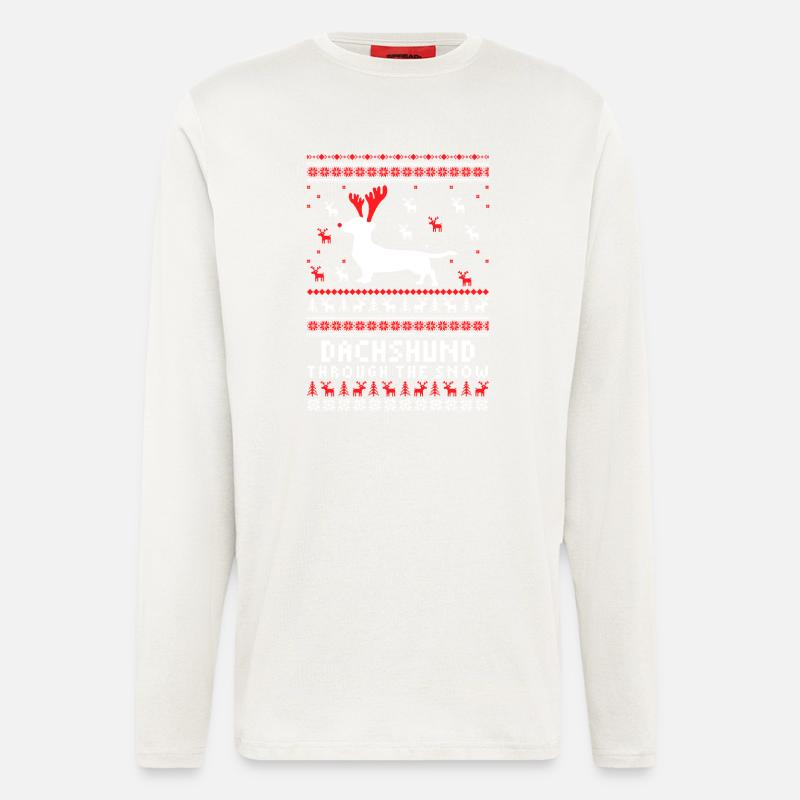 Dackel-Weihnachtshemd - Langarmshirt - made by SPREAD  - OFF WHITE
