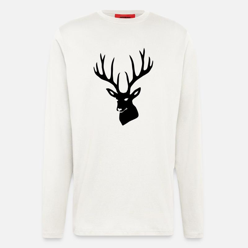 Hirsch Geweih Hirschgeweih Hirschkopf - Langarmshirt - made by SPREAD  - OFF WHITE