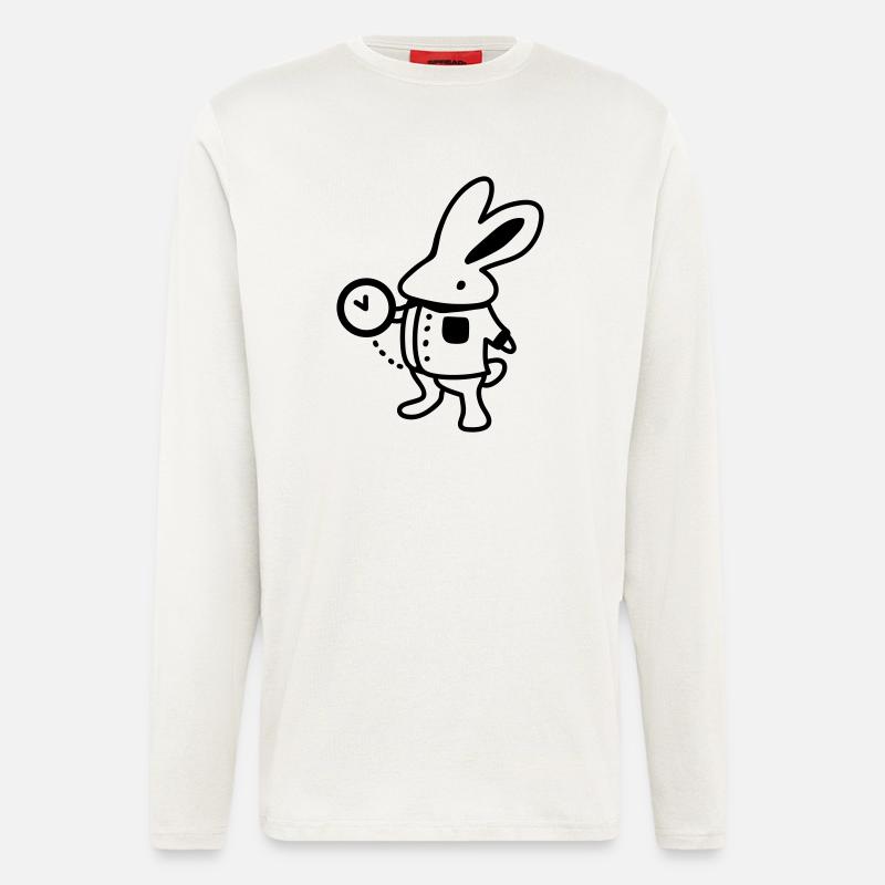 Rabbit + Clock - Line - Longsleeve - made by SPREAD  - OFF WHITE