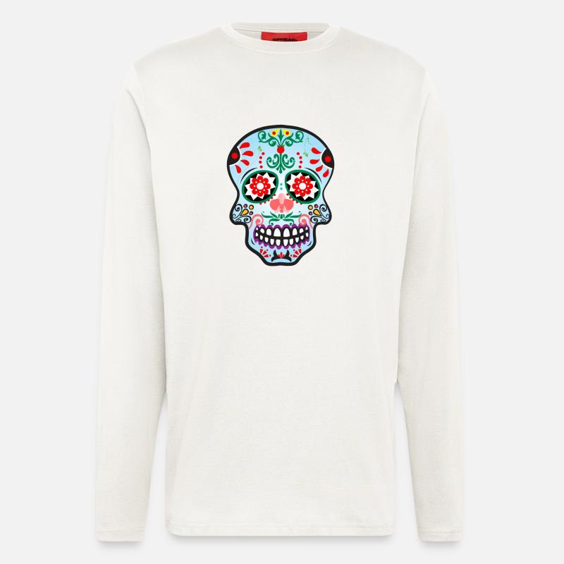 Catrina Schädel Blau - Langarmshirt - made by SPREAD  - OFF WHITE