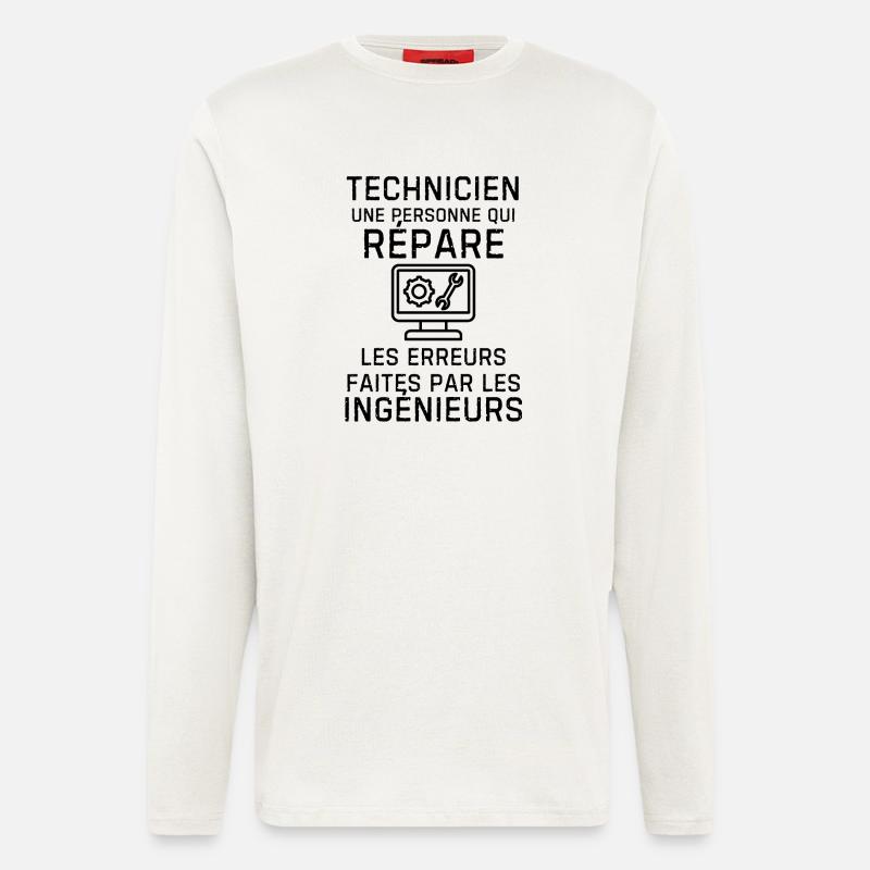 Technicien maintenance informatique - Manches longues bio décontracté fabriqué en UE - OFF WHITE