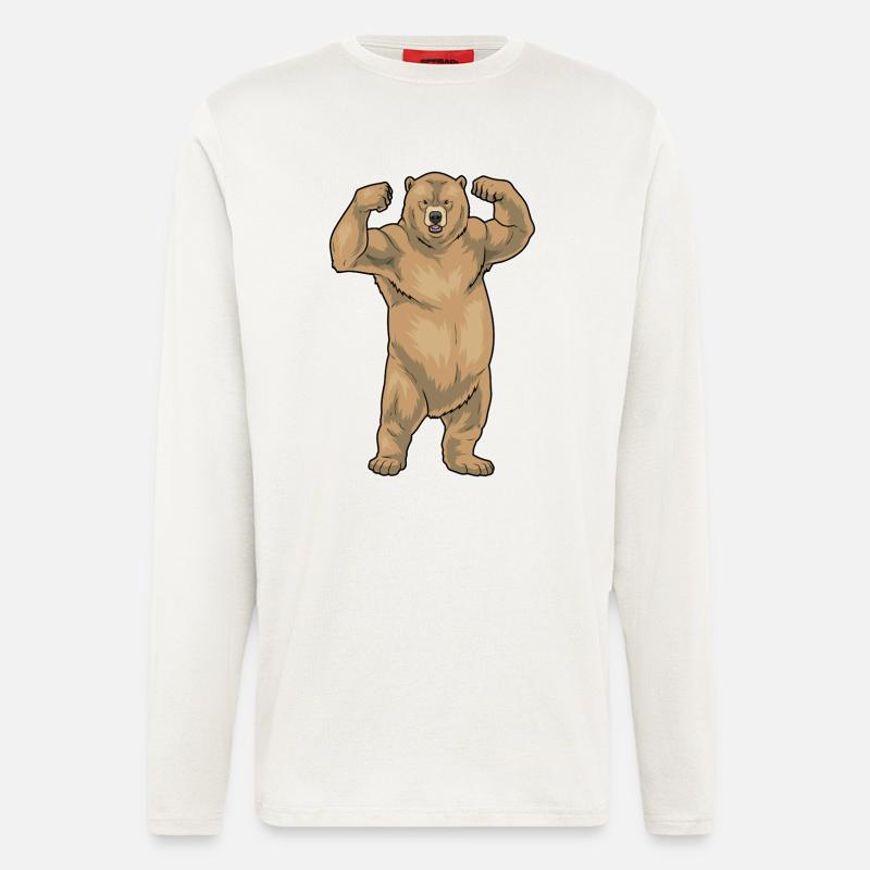 Bear Bodybuilder Bodybuilding - Longsleeve - made by SPREAD  - OFF WHITE