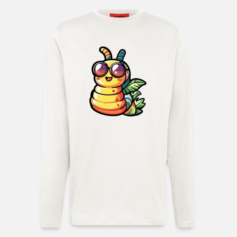Wurm Comic Urlaub - Langarmshirt - made by SPREAD  - OFF WHITE