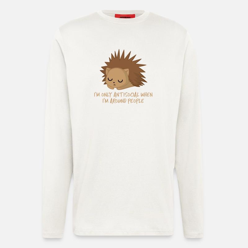 Igel - Antisozial - Introvert - Lustig - Sarkasmus - Langarmshirt - made by SPREAD  - OFF WHITE