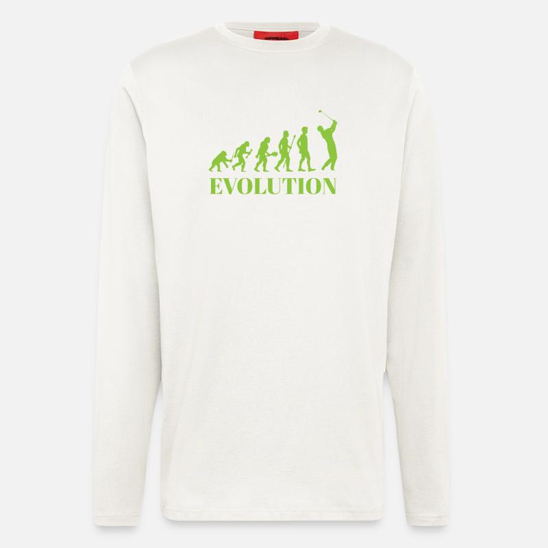 Evolution - Golf - Lustig - Fun - Geschenk - Langarmshirt - made by SPREAD  - OFF WHITE
