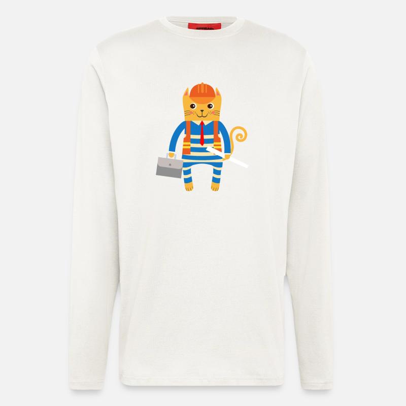 Ingenieur oder Architekt Katze - Langarmshirt - made by SPREAD  - OFF WHITE