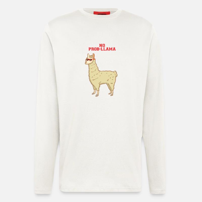 Kein Problem - no prob-llama - Lama - Langarmshirt - made by SPREAD  - OFF WHITE
