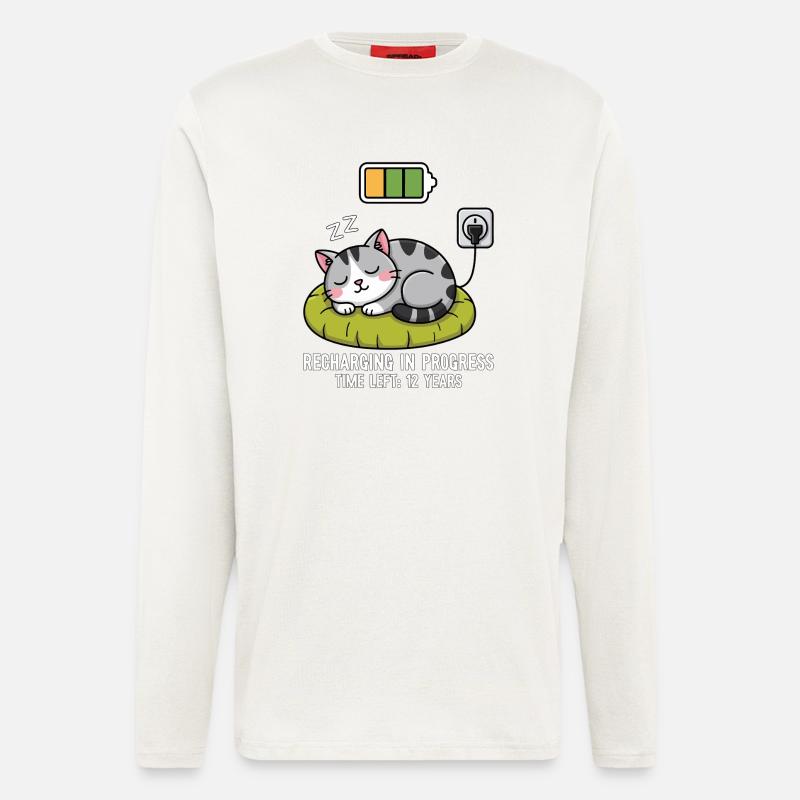 Aufladen läuft Katze - Langarmshirt - made by SPREAD  - OFF WHITE