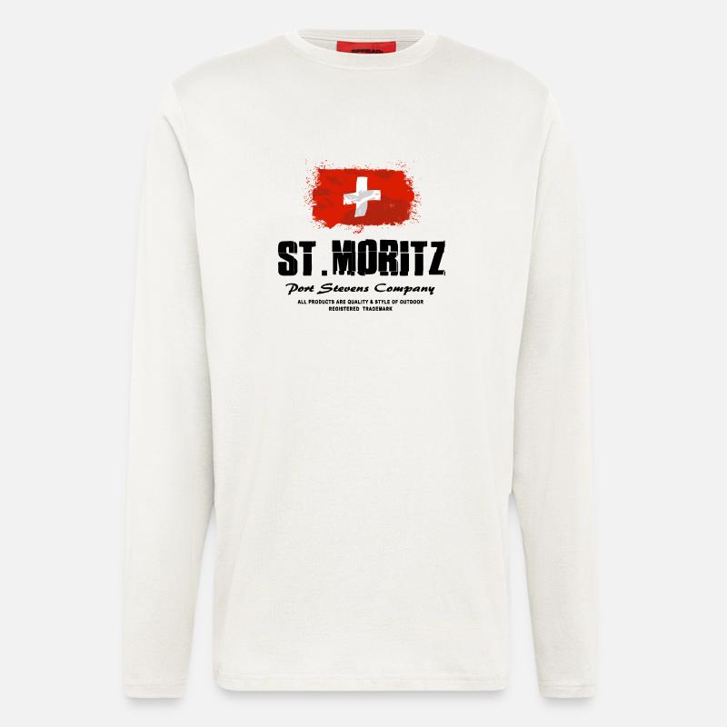St. Moritz - Swiss Flag - Langarmshirt - made by SPREAD  - OFF WHITE