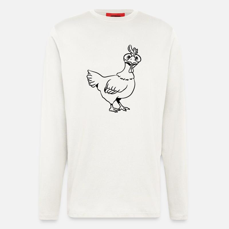 Poulet drôle stupide - Manches longues bio décontracté fabriqué en UE - OFF WHITE