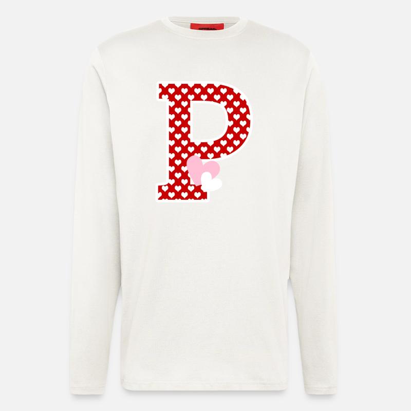 Buchstabe p Herz - Langarmshirt - made by SPREAD  - OFF WHITE
