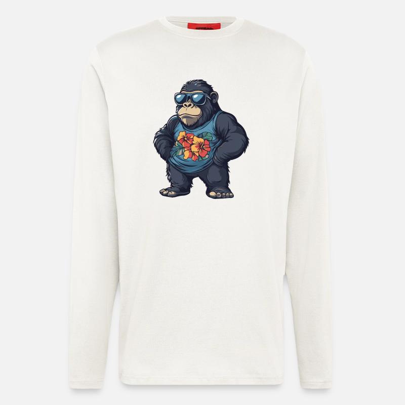 Gorilla Comic Urlaub - Langarmshirt - made by SPREAD - OFF WHITE