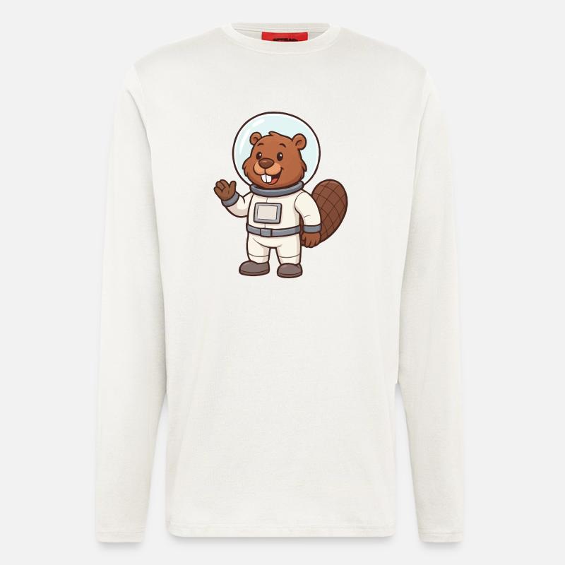 biber astronaut comic - Langarmshirt - made by SPREAD  - OFF WHITE