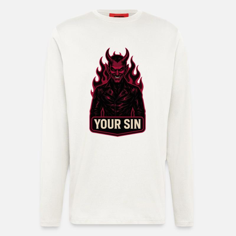 Devil Your Sin, Evil Demon, Hellflames - Longsleeve - made by SPREAD  - OFF WHITE