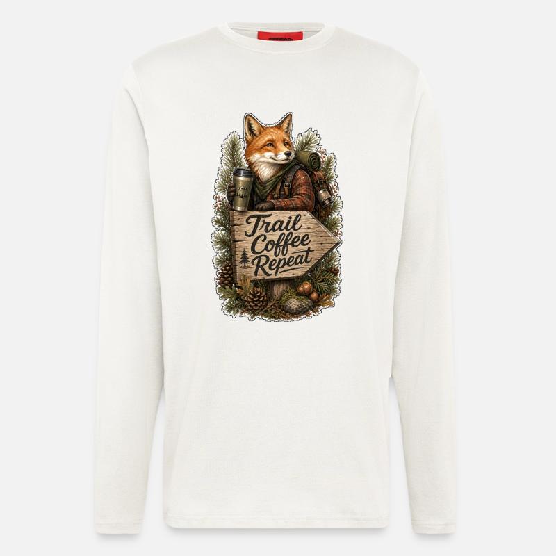 Trail Coffee Repeat Fuchs - Langarmshirt - made by SPREAD  - OFF WHITE