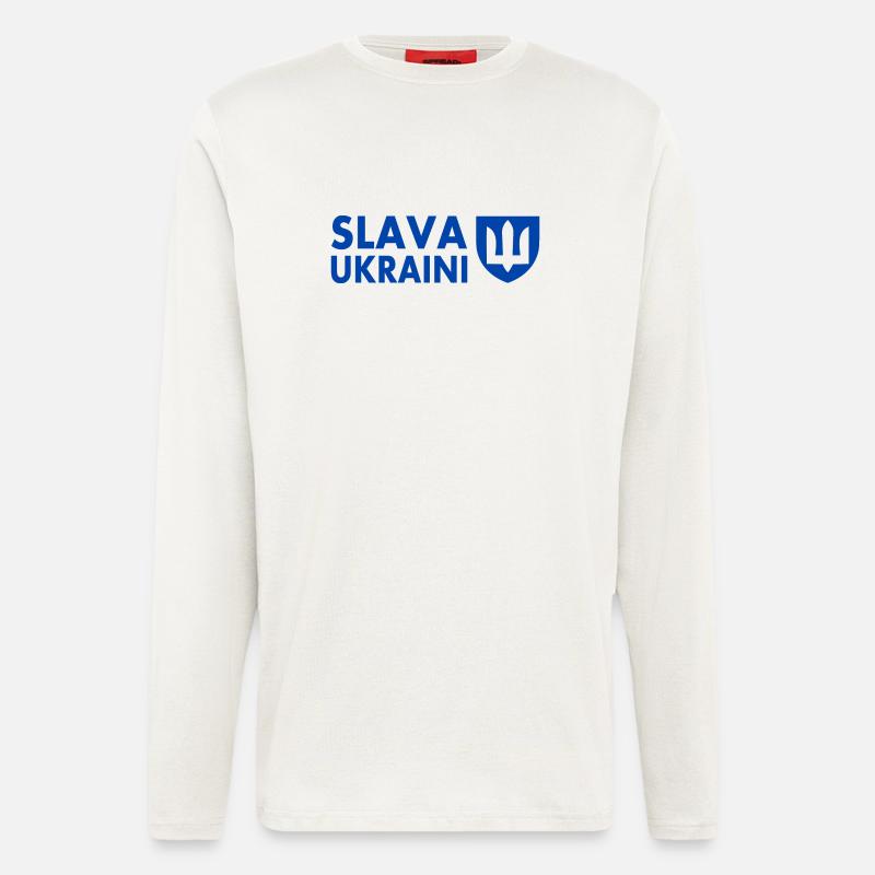 Slava ukraini - Manches longues bio décontracté fabriqué en UE - OFF WHITE