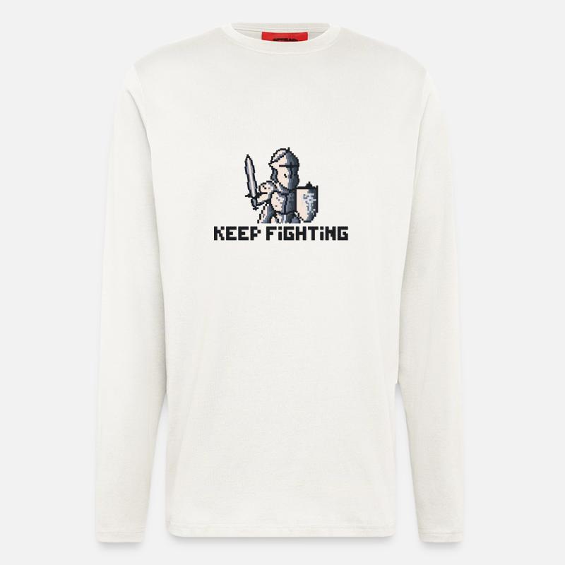 Pixel Art Knight - Keep Fighting - Longsleeve - made by SPREAD  - OFF WHITE