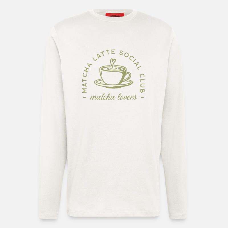 Matcha latte vert aesthetic - Manches longues bio décontracté fabriqué en UE - OFF WHITE