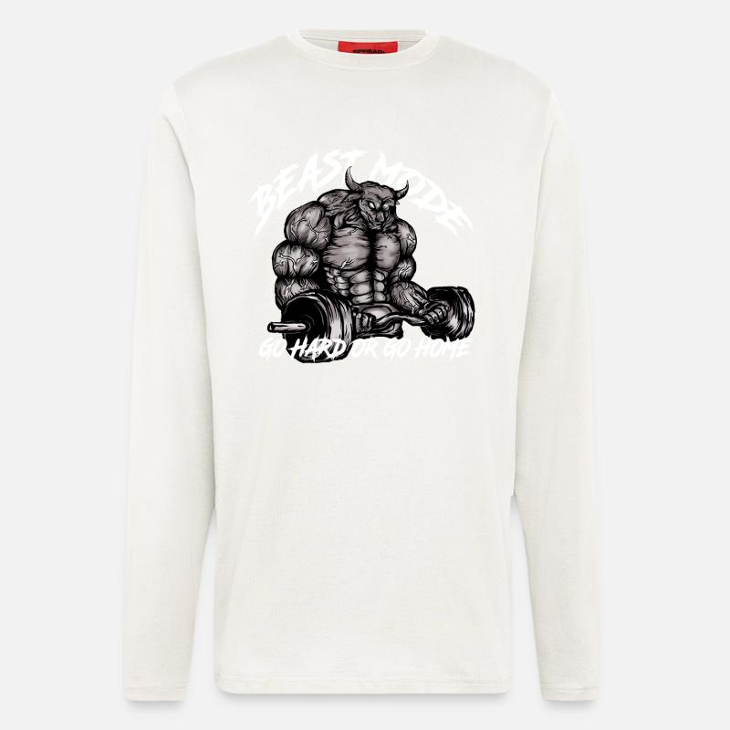 Gym Bull - Beast Mode - Manches longues bio décontracté fabriqué en UE - OFF WHITE