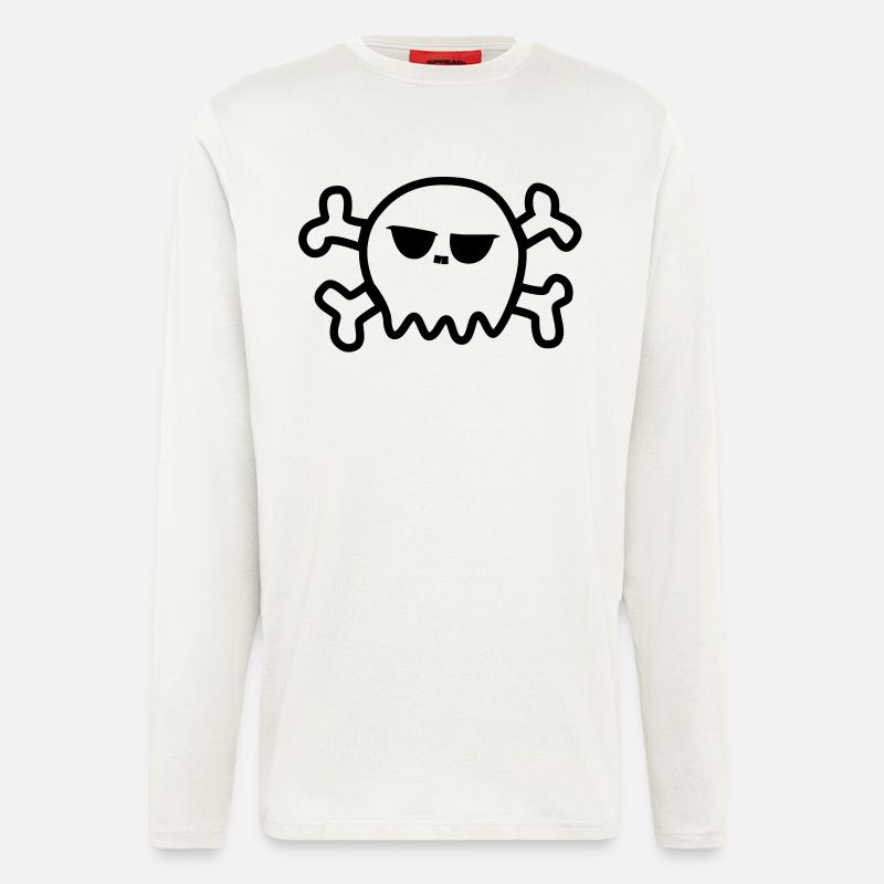 Pirate Skull - Manches longues bio décontracté fabriqué en UE - OFF WHITE