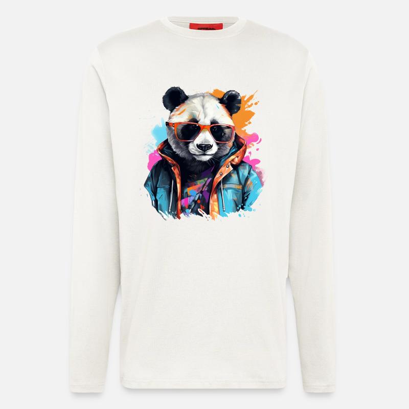 Rogue Panda. Design im Graffiti-Stil. - Langarmshirt - made by SPREAD  - OFF WHITE