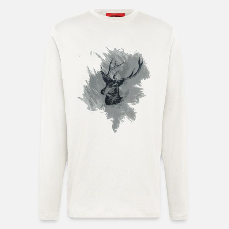 Hirschkopf - Prachtexemplar - Langarmshirt - made by SPREAD  - OFF WHITE
