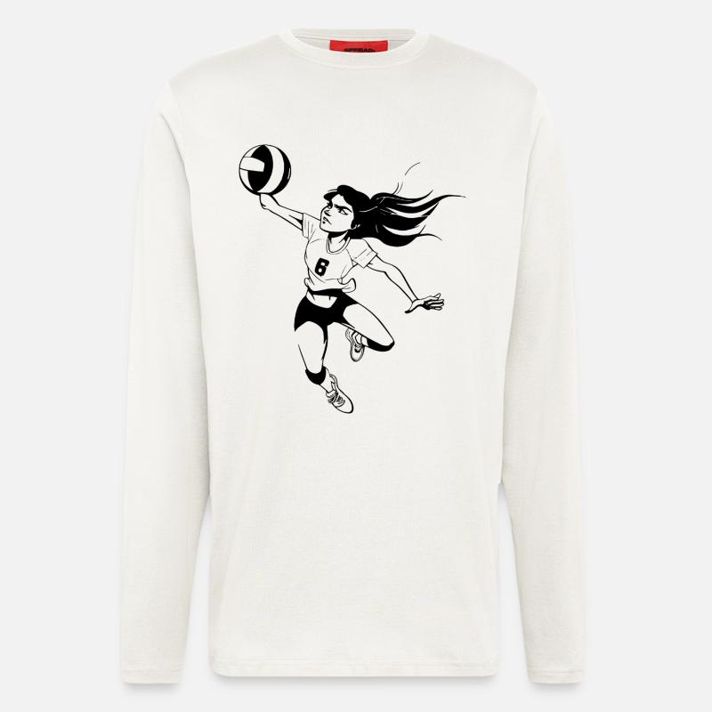 Volleyballspielerin Comic Look - Langarmshirt - made by SPREAD  - OFF WHITE