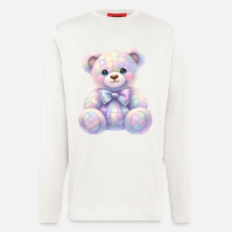 Coquette Ours Pailleté 🧸 - Manches longues bio décontracté fabriqué en UE - OFF WHITE