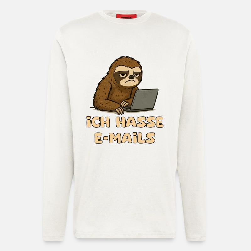 Lässiger Faultier-Design mit E-Mail-Sarkasmus - Langarmshirt - made by SPREAD  - OFF WHITE
