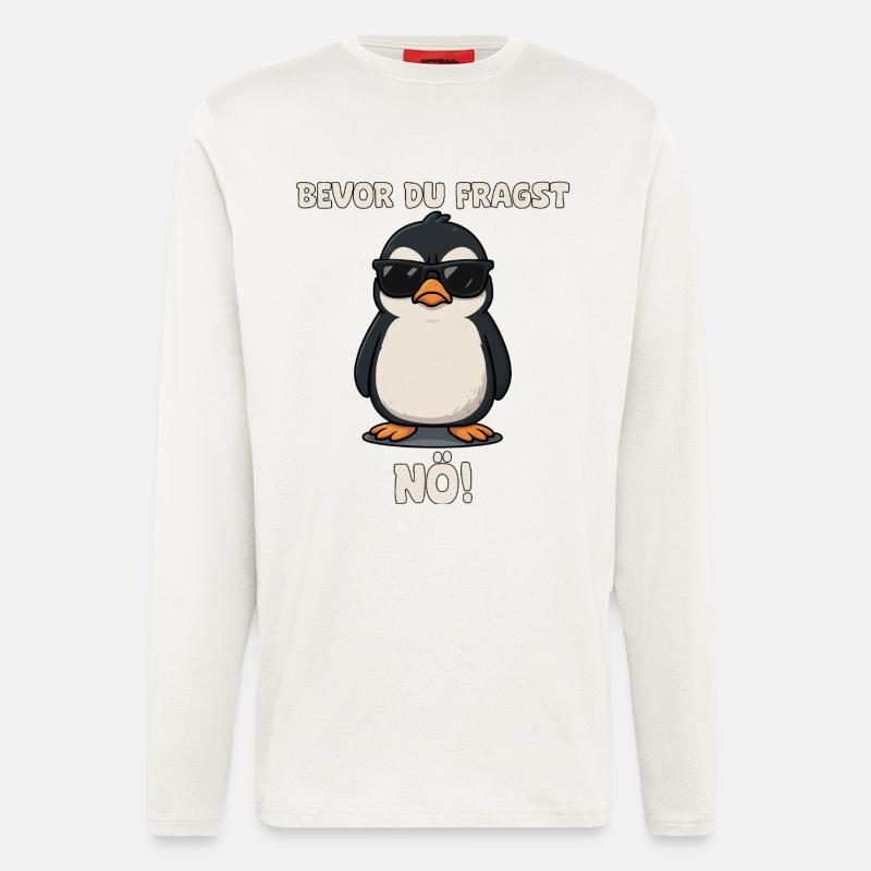 Pinguin mit Sonnenbrille Spruch - Langarmshirt - made by SPREAD  - OFF WHITE