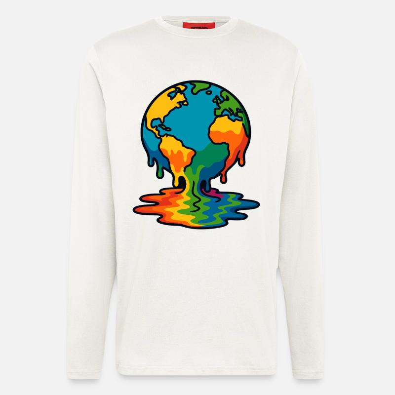 Regenbogen Erde Schmelzende Kugel - Langarmshirt - made by SPREAD  - OFF WHITE