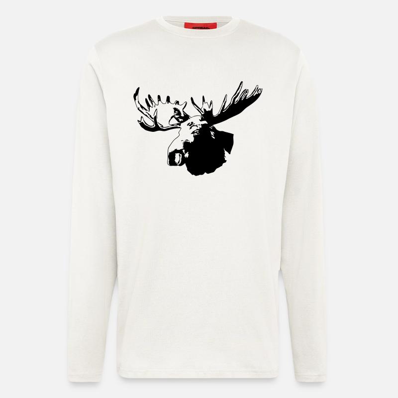 moose - elk - hunting - hunter - Longsleeve - made by SPREAD  - OFF WHITE