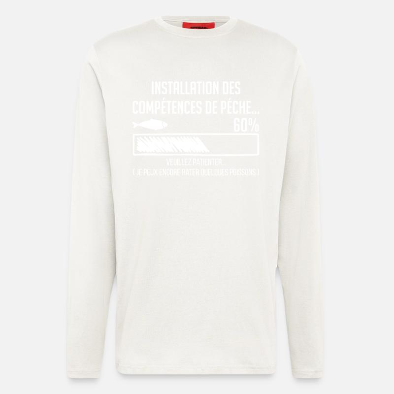 Pêche Humour Barre Progression 60% - Manches longues bio décontracté fabriqué en UE - OFF WHITE