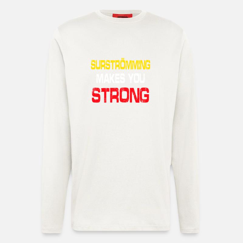 Surstromming, surstromming disant - Manches longues bio décontracté fabriqué en UE - OFF WHITE