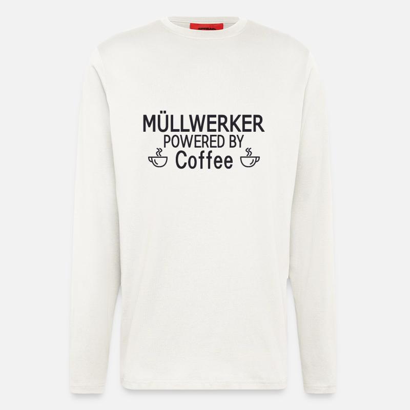 Müllwerker Powered By Coffee - Langarmshirt - made by SPREAD  - OFF WHITE