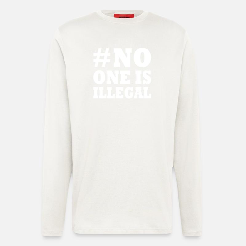 No one is illegal - Manches longues bio décontracté fabriqué en UE - OFF WHITE