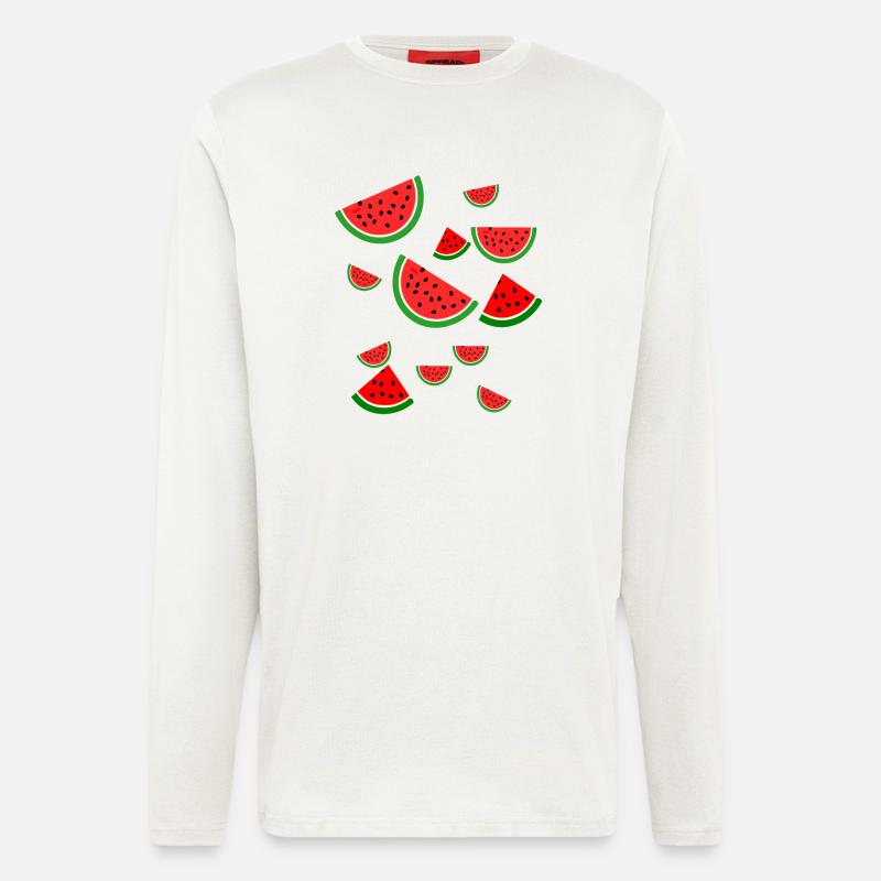 Melon pastèque - Manches longues bio décontracté fabriqué en UE - OFF WHITE
