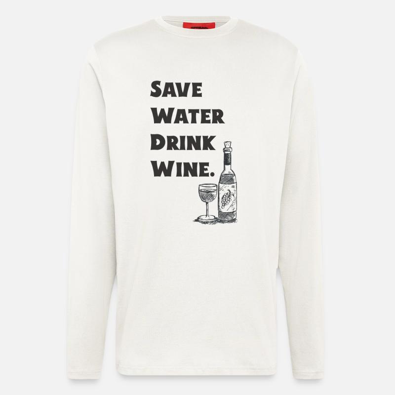 Save Water Drink Wine - Wein - Geschenk - Langarmshirt - made by SPREAD  - OFF WHITE